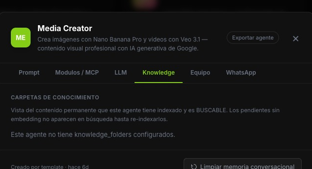 La carpeta recién asignada, sin documentos indexados todavía