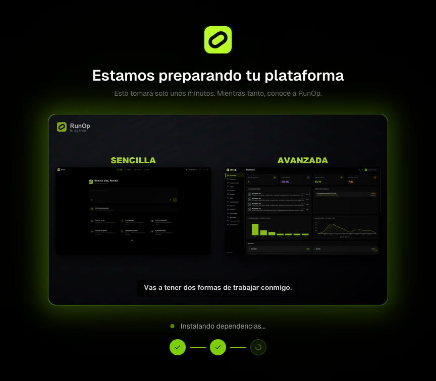 Pantalla de espera mientras se prepara la plataforma, con el video de bienvenida