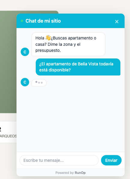 El widget con el mensaje del visitante enviado
